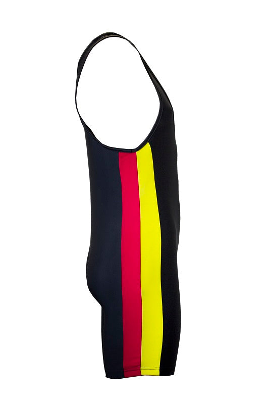 Singlet - Gewichthebertrikot Jugend u. Erwachsene - schwarz/rot/gelb