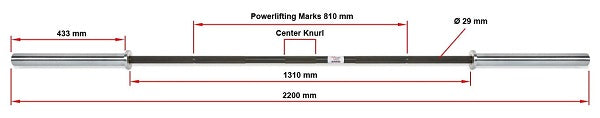 ATX Langhantelstange RAM BAR II - Powerlifting Bar - PRO Series - Black Oxid / Hartchrome